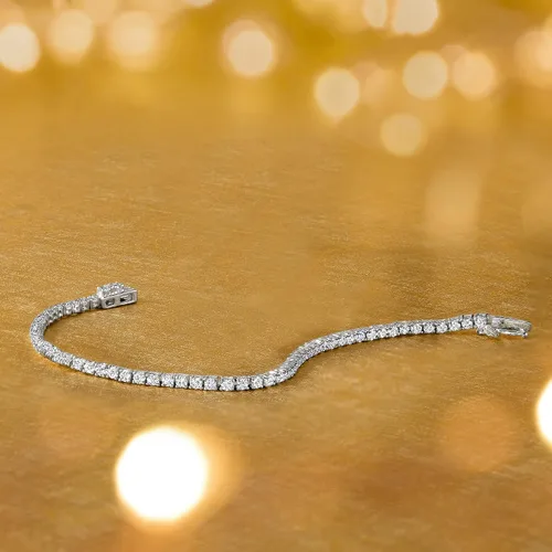 Vista 4 de Ross-Simons Pulsera de tenis con topacio blanco de 4,70 qt t en plata de ley, Gema, Topacio