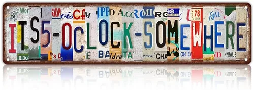 Vista 6 de Letrero de metal con texto en inglés «It's 420 Somewhere» para decoración de pared única para el hogar, bar, comedor, pub, 16 x 4 pulgadas Street