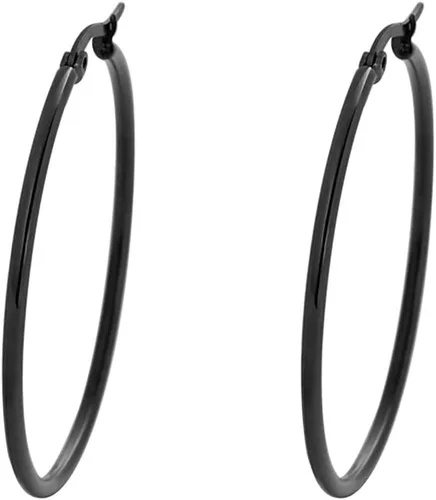 Vista 8 de Edforce - Aretes de acero inoxidable tipo argolla (20-60 mm de diámetro)