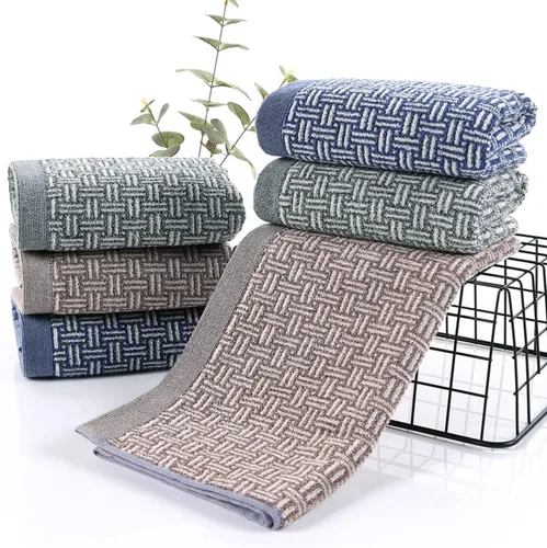 Vista 4 de Pidada Juego de 2 toallas de mano 100% algodón con patrón a cuadros, absorbentes, suaves, toallas decorativas para baño (azul)