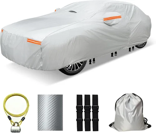 Vista 12 de Funda para coche SUV de 30 capas para automóviles, impermeable para todo tipo de clima, protección UV, resistente a la nieve, resistente al viento