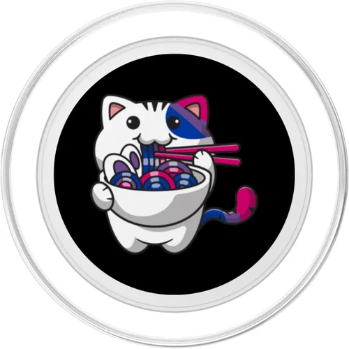 Vista 2 de Bisexual Pride Bi Kawaii Cat Ramen Fideos Bisexual Bandera PopSockets MagSafe PopGrip para iPhone