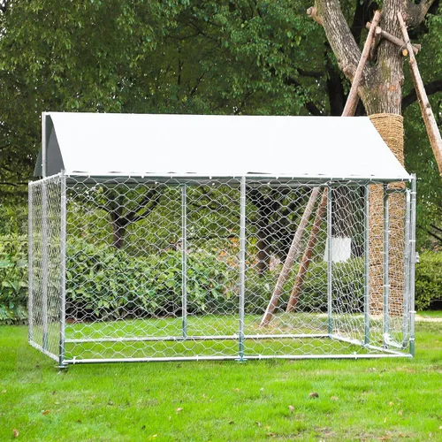 Vista 8 de LEISU Jaula de perro resistente al aire libre para mascotas, casa de alambre con cubierta resistente al agua para patio trasero o delantero