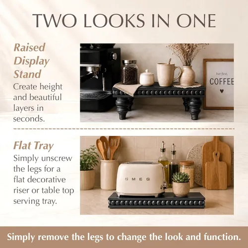 Vista 4 de Felt Creative Home Goods Elevadores decorativos de madera para decoración Soporte de bandeja escalonada Soporte elevador de cuentas de granja