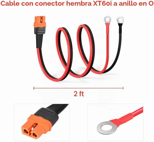 Vista 5 de ELFCULB Cable XT60i a terminal de anillo O, cable XT60i hembra de 10AWG a conector de anillo O con alambre puro estañado, para batería RC, estación