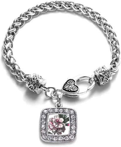 Vista 189 de Pulsera de dijes cuadrados de plata con joyería de circonita cúbica