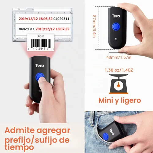Vista 6 de Escáner de código de barras Tera inalámbrico portátil: mini lector de bolsillo láser 1D, 1100L