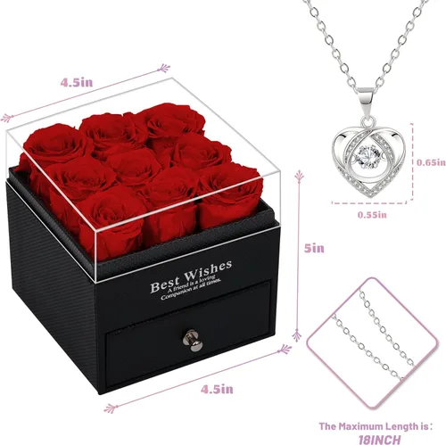 Vista 2 de ANLONOB - Rosas reales preservadas, regalos para mujeres, mamá, novia, esposa, flores de amor para siempre, regalos románticos en cumpleaños