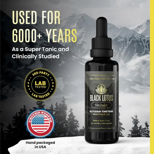 Vista 9 de Black Lotus - Tintura líquida de resina Shilajit pura, 1.7 fl oz, 100% Shilajit natural puro para hombres y mujeres con aminoácidos, 175 mg de ácido