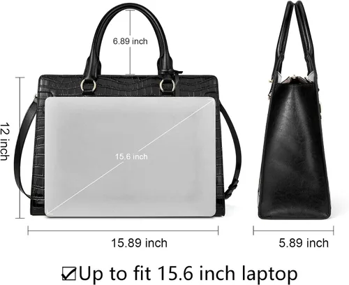 Vista 4 de BOSTANTEN Maletín portátil de 15.6 pulgadas para mujer, bolso de mano de cuero genuino y carteras de cuero para mujer, bolso de mano con doble