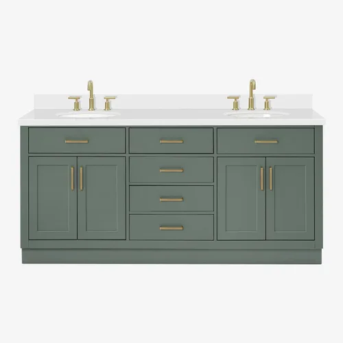 Vista 50 de ARIEL Hepburn - Tocador de baño de 30 pulgadas con fregadero, madera maciza, encimera y protector contra salpicaduras de cuarzo blanco puro de 1.5