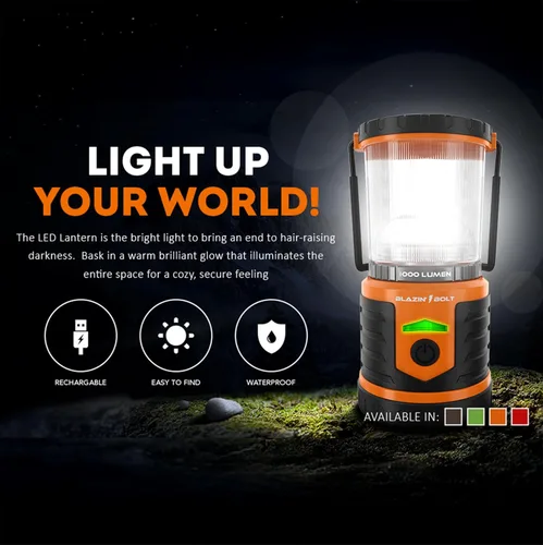 Vista 7 de Linterna recargable USB resistente de Blazin Bolt Banco de energía de 6000mAh 400 lúmenes 400 horas de luz 6 modos Para camping
