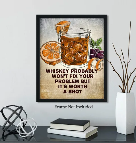 Vista 6 de Govivo Whiskey Probably Won't Fix Your Problems But It's Worth A Shot - Wall Decor Art Print - 11x14 unframed artwork printed on photograph paper