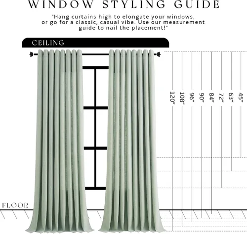 Vista 9 de Jowels Cortinas de lino verde aguamarina con ojales de 84 pulgadas de longitud para sala de estar Semi Sheer Light Filtering Privacy Curtains