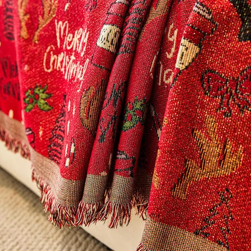 Vista 6 de DREAMINGO Funda de sofá de Navidad roja decorativa para sofá de vacaciones 2# Ciervo rojo de Navidad