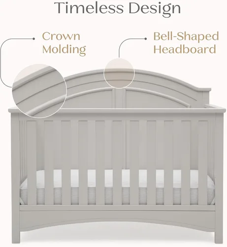 Vista 7 de Delta Children Perry, cuna convertible 6 en 1 - Certificada Greenguard Gold, color gris Moonstruck Gris (Moonstruck Grey)