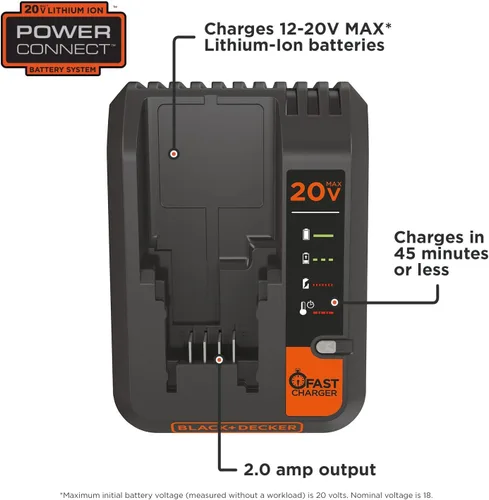 Vista 8 de [Usado] Cargador de litio Black & Decker BDCAC202B de 20 V 2 amperios.