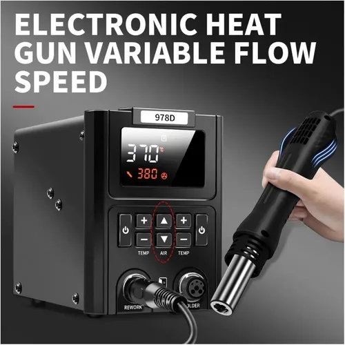 Vista 4 de Soldering Station, 2-in-1 Dual LED Display SMD Rework Station, Hot Air Gun Soldering Iron Kit for PCB Repair