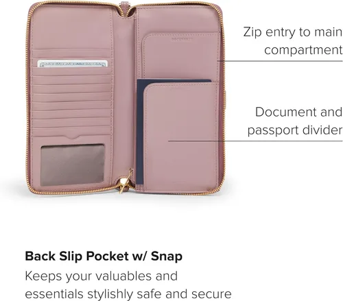 Vista 3 de TUMI - Cartera de viaje de piel Belden para mujer - Cartera para tarjeta y pasaporte, Rosado Perla, Cartera de viaje Belden