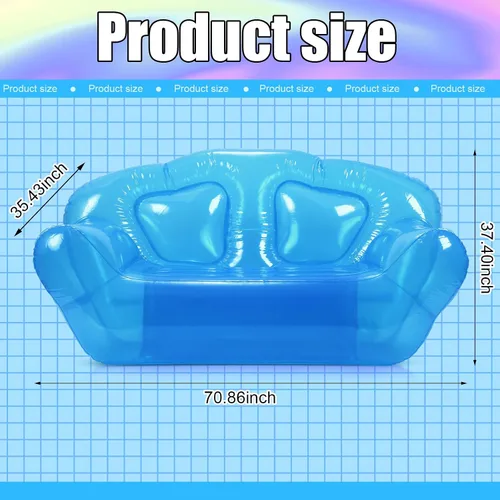 Vista 3 de Kigley Tumbona Inflable Sofá Hinchable Transparente Asiento de Sofá Inflable para Patio de Jardín Muebles de Aire Portátiles para Acampada Playa Azul