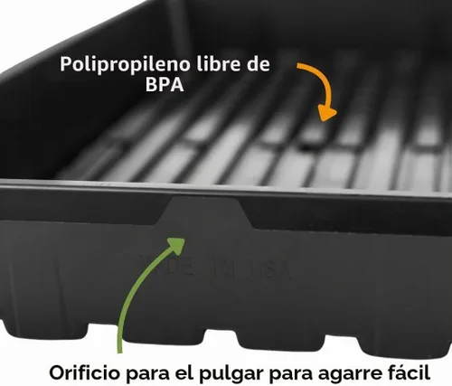 Vista 4 de Bootstrap Farmer 1020 – Charolas extra fuertes para plantar semillas, propagación, germinación, sin hoyos, sistema de forraje, 5, Negro