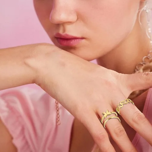 Vista 6 de Long tiantian Anillos dorados para nudillos para adolescentes y niñas, juego de anillos apilables estilo bohemio, huecos, tallados, apilables, midi