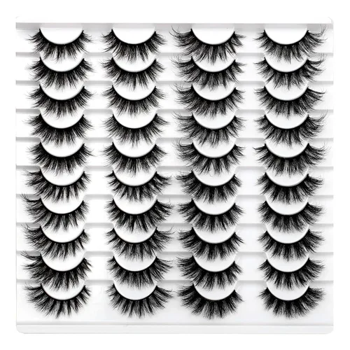 Vista 91 de Pooplunch - Pestañas postizas estilo ojo de gato, extensión de volumen 8D natural, finas, cortas, de visón sintético, tiras de pestañas postizas