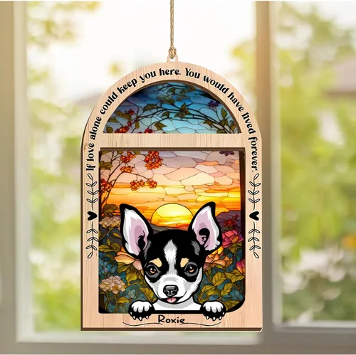 Vista 379 de LOVELYPOD Adorno de Navidad personalizado de sabueso afgano, atrapasoles con nombre, regalos de pérdida de mascotas, regalos para amantes