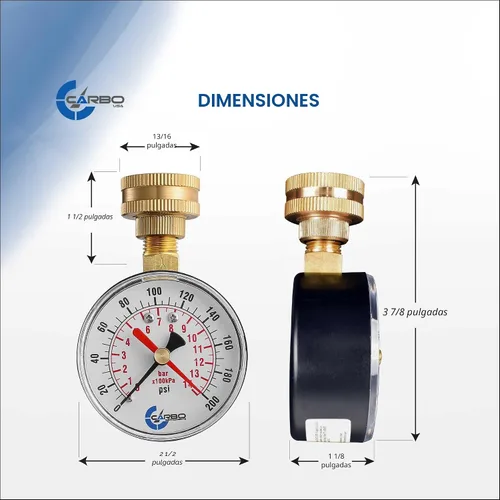 Vista 4 de Medidor de prueba de presión de agua de 2-1/2 pulgadas, 0-200 PSI, puntero máximo rojo, rosca de manguera hembra de 3/4 pulgadas, funda resistente a