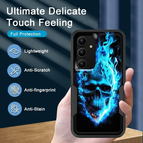 Vista 584 de Funda para Galaxy A14 5G, resistente de doble capa híbrida de policarbonato duro, goma suave, a prueba de golpes, funda protectora resistente