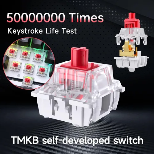 Vista 4 de DIERYA Teclado mecánico inalámbrico DK63 60% para juegos Bluetooth2.4Gcon cable Retroiluminación RGB Mini teclado compacto antifantasma de 63