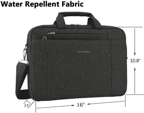 Vista 4 de Kroser - Bolso de hombro para portátil de 15,6 pulgadas, maletín bandolera para portátil, bolso de mano repelente al agua, para negocios, unisex
