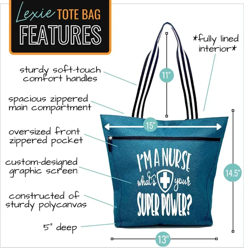 Vista 2 de Grandes bolsas de mano con cremallera para enfermeras, con bolsillos, perfectas para el trabajo, regalos para CNA, RN y estudiantes de enfermería