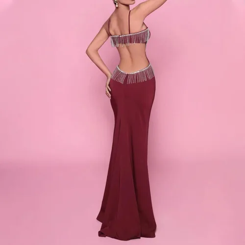 Vista 7 de Vestidos Fiesta cóctel para Mujer, Vestido Fiesta lentejuelas y hombros descubiertos,Vestido Fiesta lentejuelas