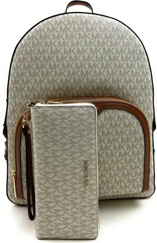 Vista 3 de Michael Kors Jaycee - Mochila escolar grande con cartera JST Continental, Vainilla Signature