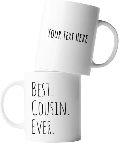 Vista 9 de Panvola Taza de café con texto en inglés "Best Cousin Ever", regalos para mujeres y hombres de la tía, tío, familia, reunión, vasos de cerámica, 11