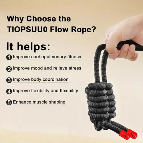 Vista 5 de Flow Rope Exercise Jump Rope For Fitness, Working Out, Flow with 9 Ft Adjustable Double Woven Workout Rope For Men, Women, Beginners' Training
