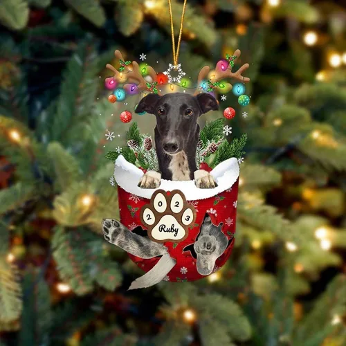 Vista 130 de Adornos personalizados de Pug cervatillo – Decoración personalizada para árbol de Navidad con patas de bolsillo de nieve