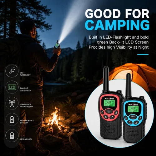 Vista 6 de Walkie Talkies de largo alcance para adultos, radios FRS recargables de 2 Colorido
