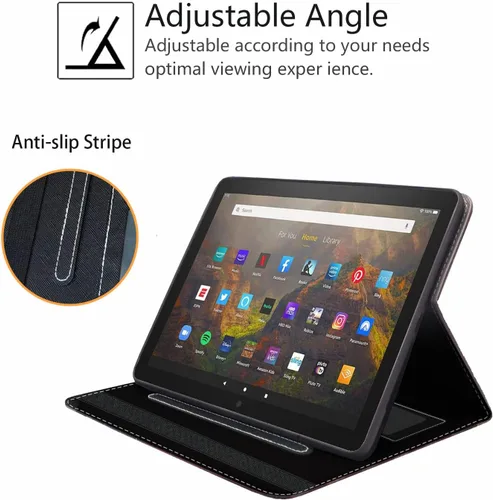 Vista 5 de Funda para tablet Fire HD 10/Fire HD 10 Plus de 10.1 pulgadas (11ª generación, lanzada en 2021) – Funda delgada de piel sintética con soporte
