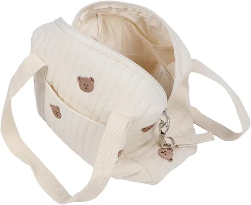 Vista 6 de Bolsa de pañales pequeña, 11.4 x 10.2 x 4.7 in, bolsas organizadoras para cochecito de bebé, bolsas organizadoras de pañales, reutilizables bordadas