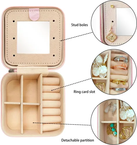 Vista 6 de Regalos para el día de la madre para mujeres, joyero de viaje, caja organizadora de joyas, cajas de joyería esenciales de viaje para mujeres