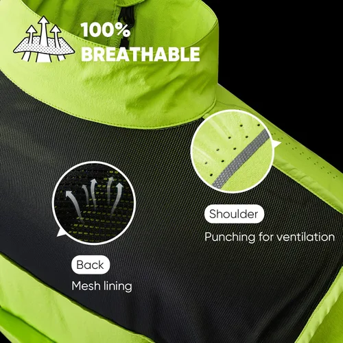 Vista 3 de HOTSUIT Chaqueta de lluvia de ciclismo para hombre, chaqueta transpirable para correr, impermeable, rompevientos