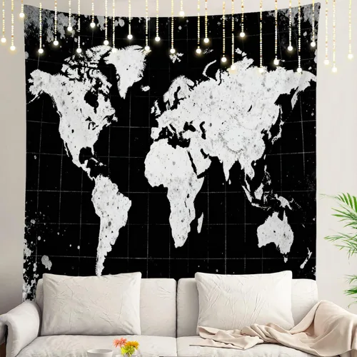Vista 120 de Shrahala Tapiz de pared de hojas de arce otoñal, hojas rojas llameantes, fondo negro, tapiz grande para colgar en la pared, tapiz decorativo