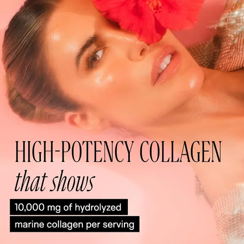 Vista 3 de Happy Aging Marine Collagen Peptides Glow Shot 10,000 mg - Colágeno líquido para mujeres con entrega liposomal - Promueve la hidratación de la piel