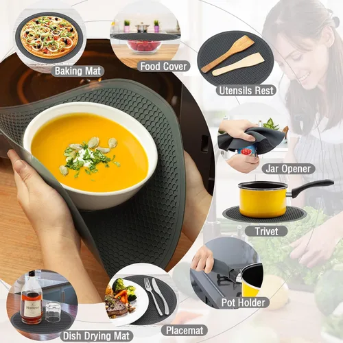 Vista 4 de Tapa para microondas con alfombrilla de silicona – Plegable, con ventilación, reutilizable, protector de alimentos y cubierta para platos