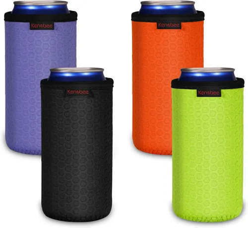 Vista 9 de Paquete de 4 Fundas Enfriadoras para Latas Delgadas de 12oz, Suaves Aisladas Reutilizables Antideslizantes de Neopreno Portavasos Cubiertas