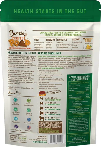 Vista 2 de Suplemento Perfecto para Popó, Digestión y Salud General para Perros: Fibra, Prebióticos, Probióticos y Enzimas Alivian las Condiciones Digestivas