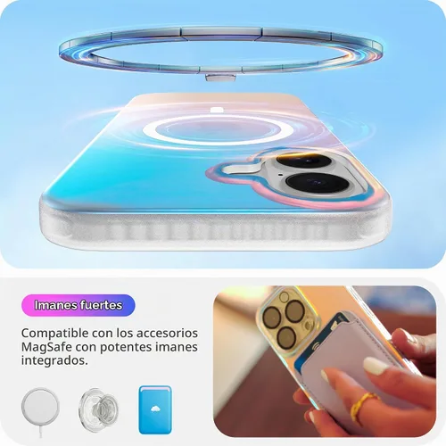 Vista 3 de LONLI Hue - Funda magnética para iPhone 16, compatible con MagSafe, protección contra golpes de 360°, bonita y única funda para teléfono para niñas