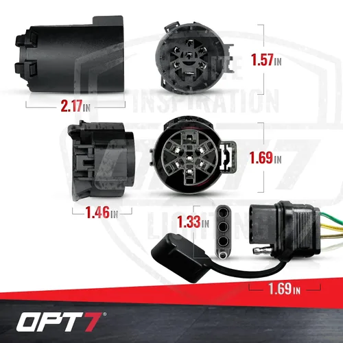 Vista 4 de OPT7 Easy Connect USCAR - Arnés de 7 pines a 4 pines, adaptador de conector de cableado de extensión de remolque de 4 pies para camiones